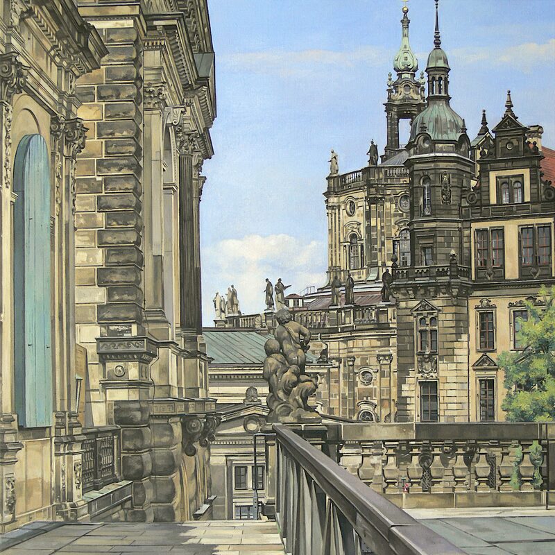 sempergalerie und residenzschloss, dresden - sachsen 2014, 95 x 80 cm, öl auf leinwand
