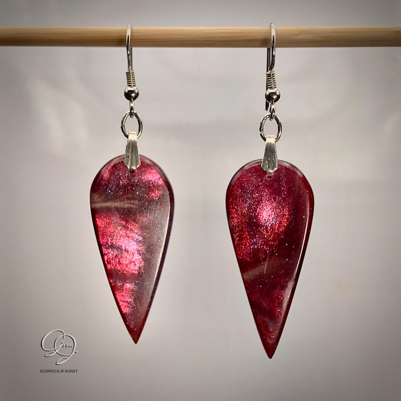 Ohrringe 
925 Silber
Dipon EpoxyPlast 3D B20 Jewel Cast
Kandydip Carbon Red Pearls