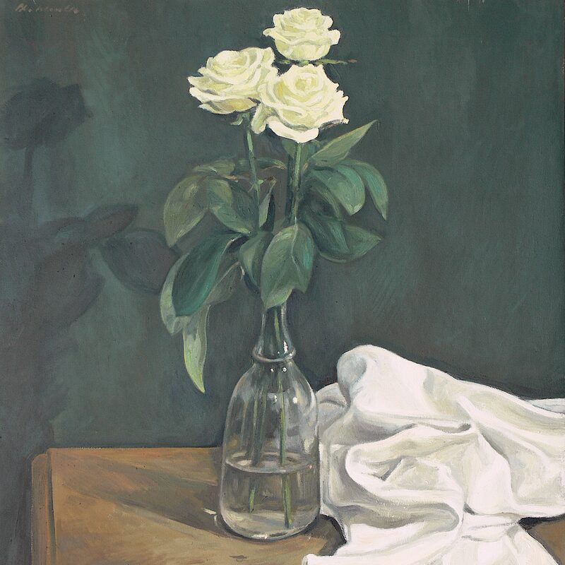stilleben mit weissen rosen 1997, 69 x 60 cm, öl auf baumwolle