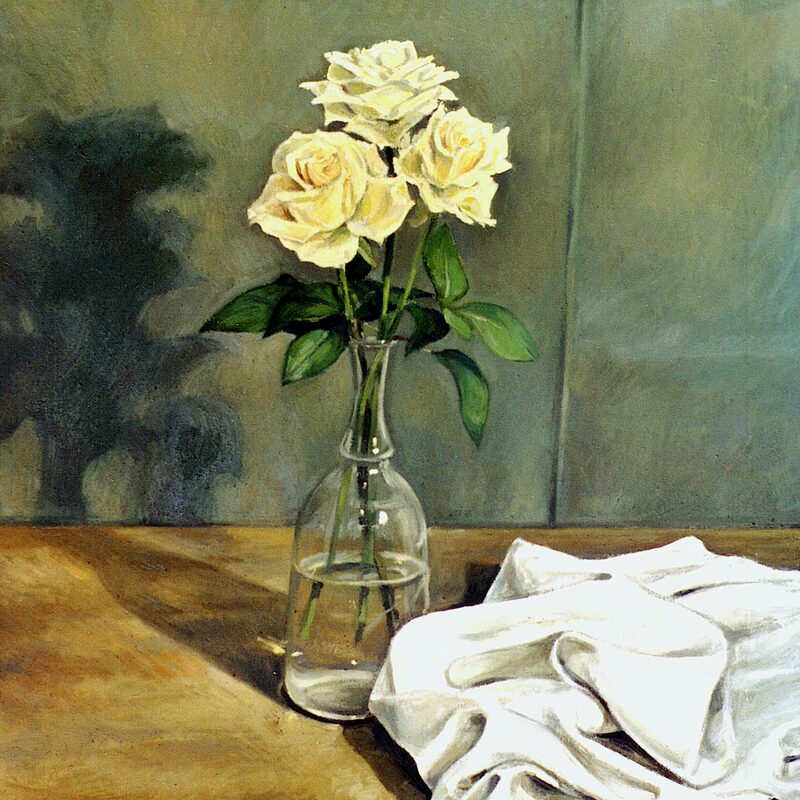 stilleben mit rosen 1998, 69 x 60 cm, öl auf baumwolle