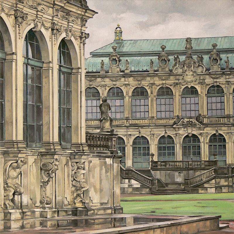 long gallery and german pavilion zwinger palace, dresden - saxony 2013, 23,64" x 20,5", oil on canvas