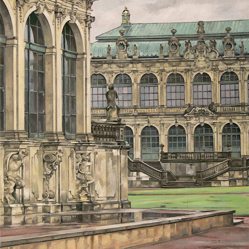 pavillon-allemand palais-zwinger, dresde - saxe 2013, 60 x 52 cm, huile sur toile