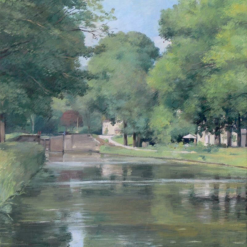 canal-de-bourgogne bei vandenesse - côte d'or 1999, 59 x 52 cm, öl auf baumwolle