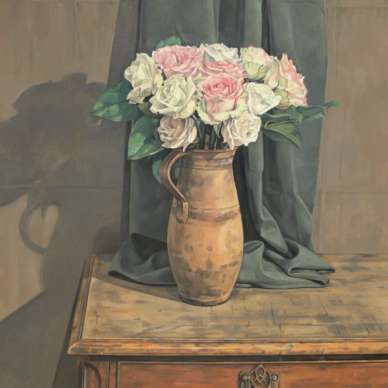 stilleben mit rosen 2006, 90 x 80 cm, öl auf leinwand