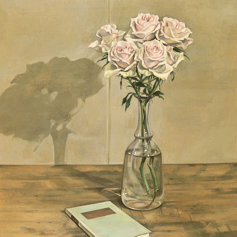 nature morte avec roses et livre 2008, 59 x 52 cm, huile sur toile