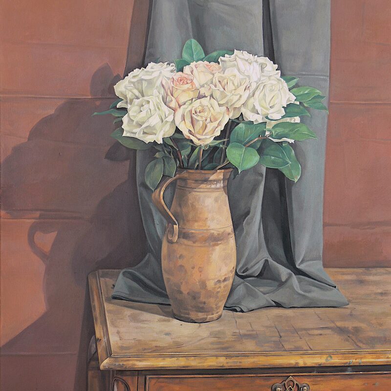 stilleben mit rosen 2006, 90 x 80 cm, öl auf leinwand