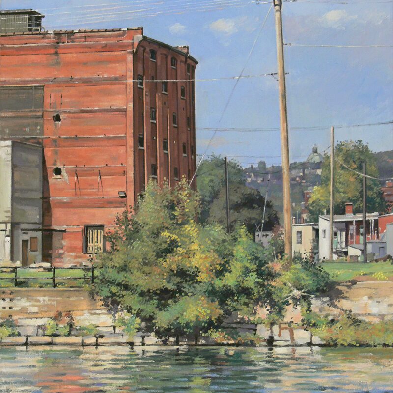 lachine canal nearby atwater market, montreal - quebec 2005, 23,2" x 20,5", oil on canvas