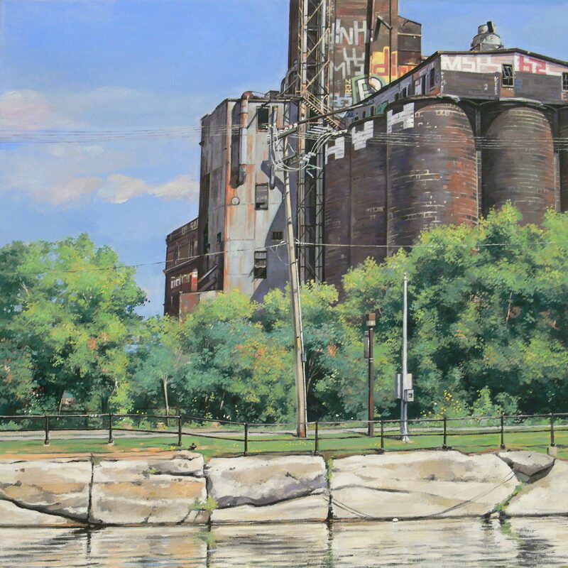 lachine canal nearby côte st.-paul montreal - quebec 2005, 35,4" x 31,5", oil on canvas