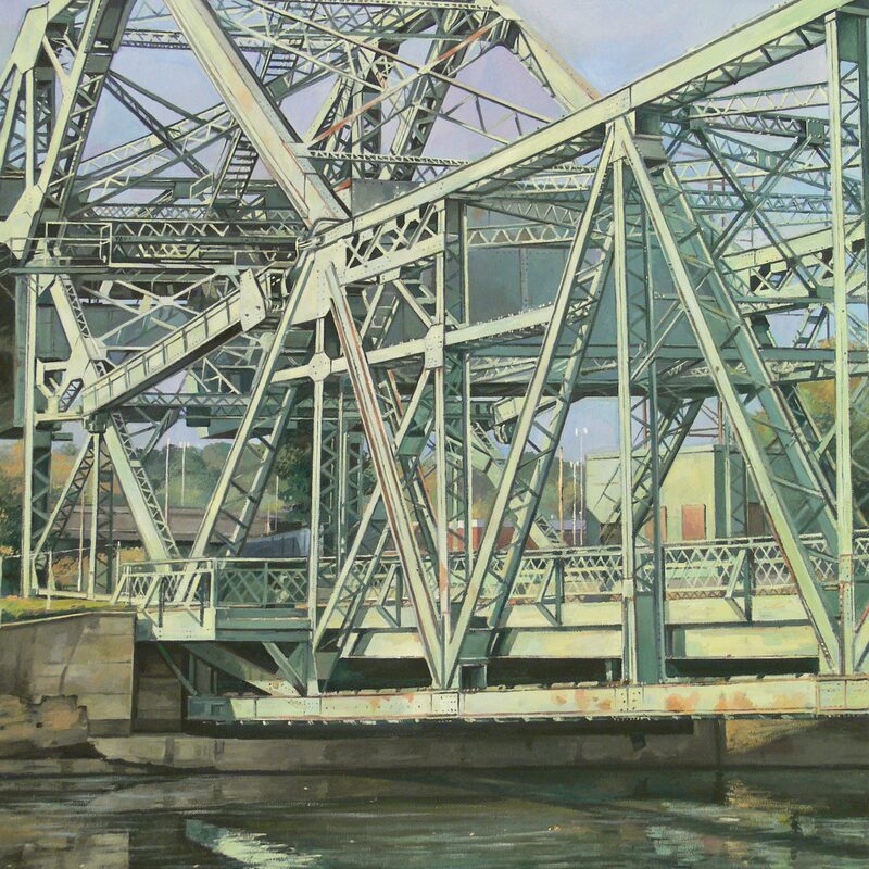 lachine canal gauron bridge montreal - quebec 2006, 35,4" x 31,5", oil on canvas