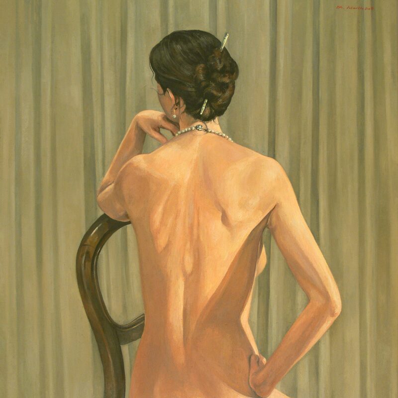 nu assis 2007, 90 x 80  cm, huile sur toile
