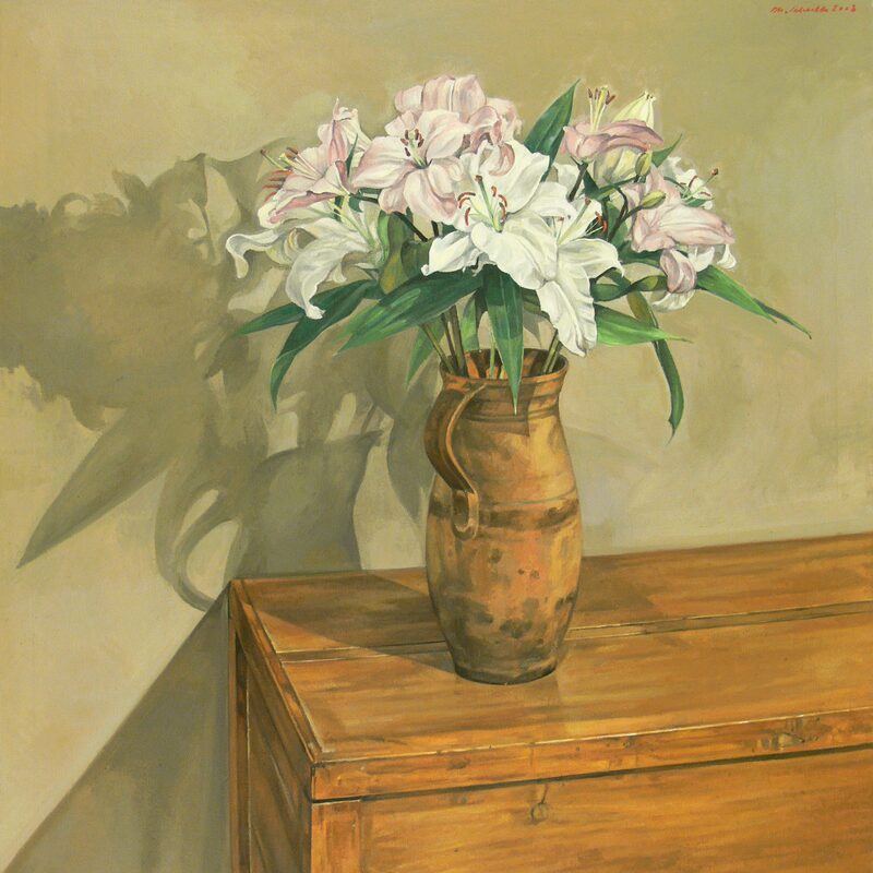 nature morte avec lis 2008, 91,4 x 81,3 cm, huile sur toile