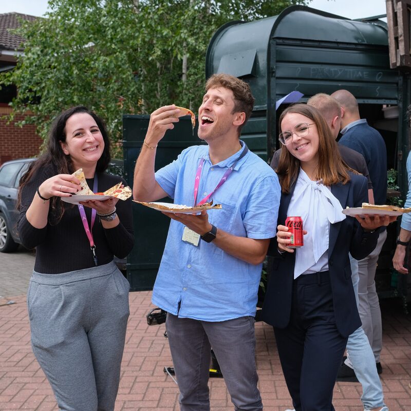 We held a Summer Pizza Party in Stafford with a special appearance from our colleagues in Birmingham. Here are our Italians - Valentina, Fabio and Roxana - giving their expert verdict on the pizza 🍕