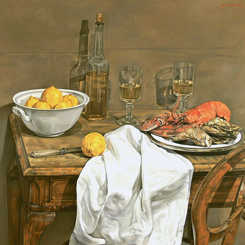 stilleben mit hummer 2008, 86,4 x 96,5 cm, öl auf leinwand