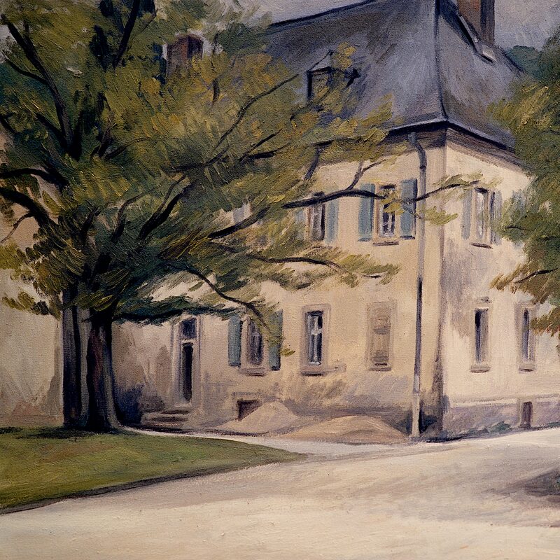 alter scharzhof, wiltingen  - rheinland-pfalz 1998, 50 x 60 cm, öl auf baumwolle
