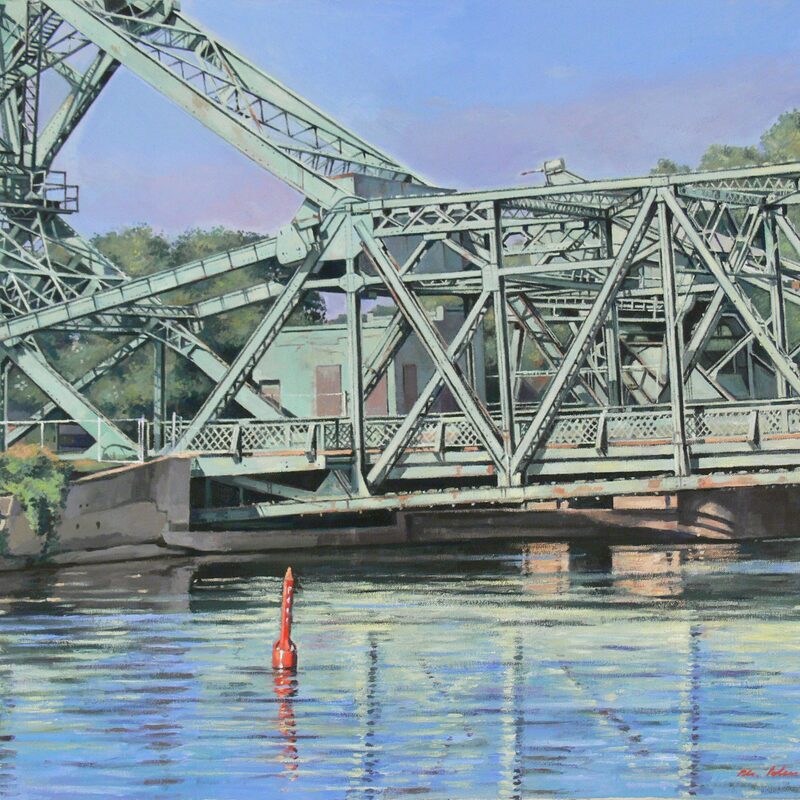 lachine canal gauron bridge montreal - quebec 2006, 23,6" x 27,6", oil on canvas