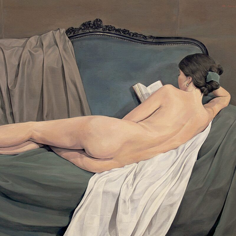 liegender akt 2002, 120 x 
 162 cm, öl auf leinwand