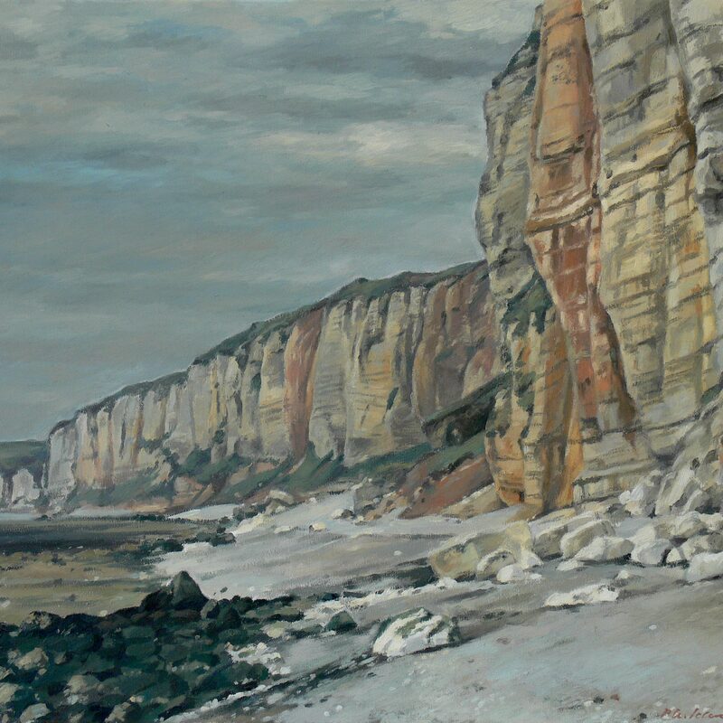 falaises près d'yport - seine -maritime 2000, 52 x 59 cm, huile sur cotto