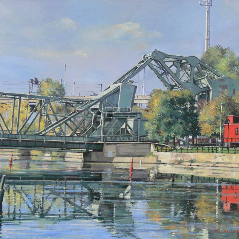 lachine canal gauron bridge montreal - quebec 2006, 20,5" x 23,2", oil on canvas
