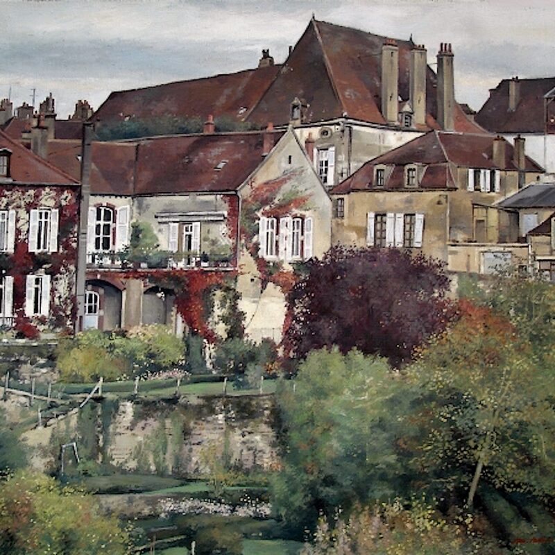 semur-en-auxois - côte-d'or 2001, 60 x 69 cm, öl auf leinwand