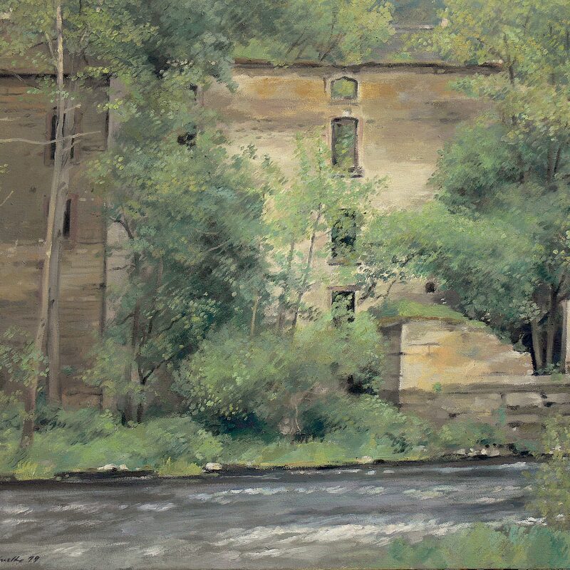 mühle an der sauer - kanton echternach 1999, 52 x 59 cm, öl auf baumwolle