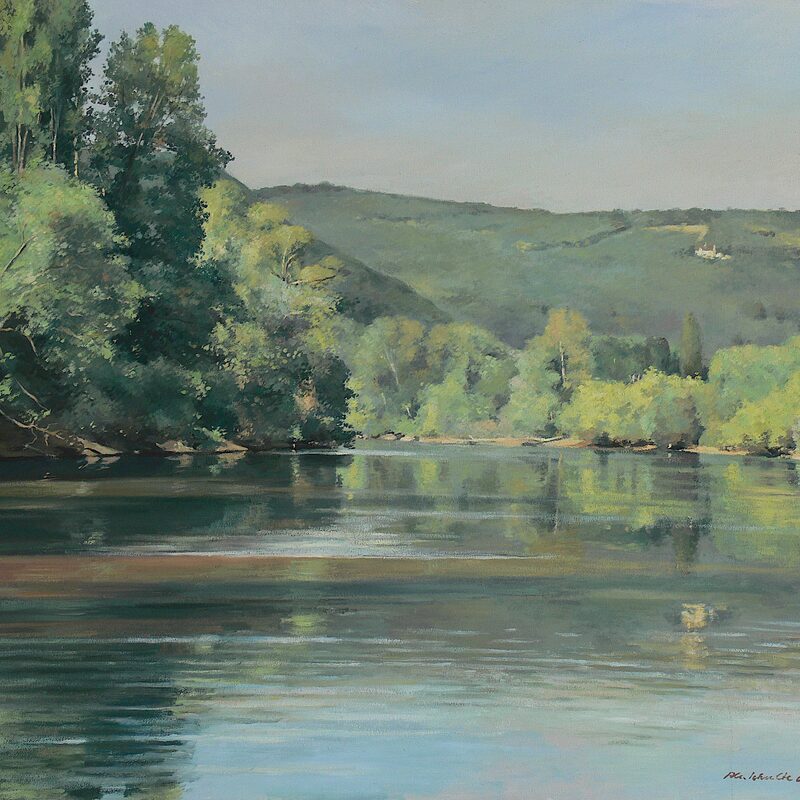 flusslandschaft bei st.-julien - dordogne 2001, 60 x 69 cm, öl auf baumwolle