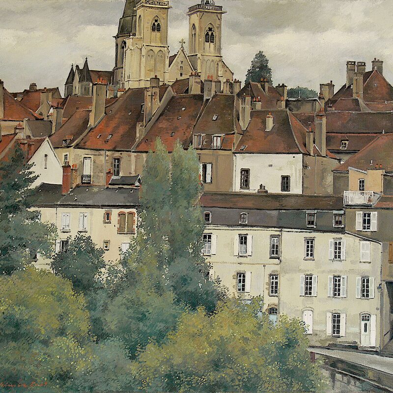 semur-en-auxois - côte-d'or 2001, 60 x 69 cm, öl auf leinwand