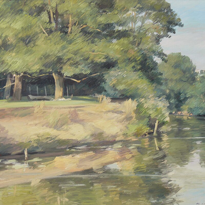 flusslandschaft bei auzay- vendée 1998, 57 x 66 cm, öl auf karton