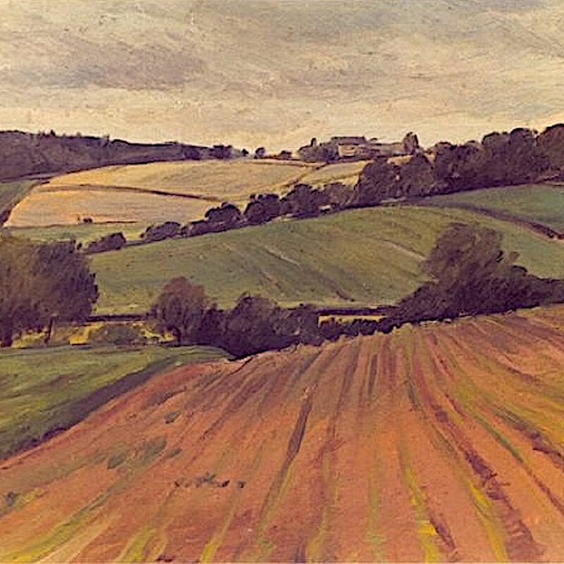 landschaft bei möhn - rheinland-pfalz 1998, 43 x 47 cm, öl auf karton