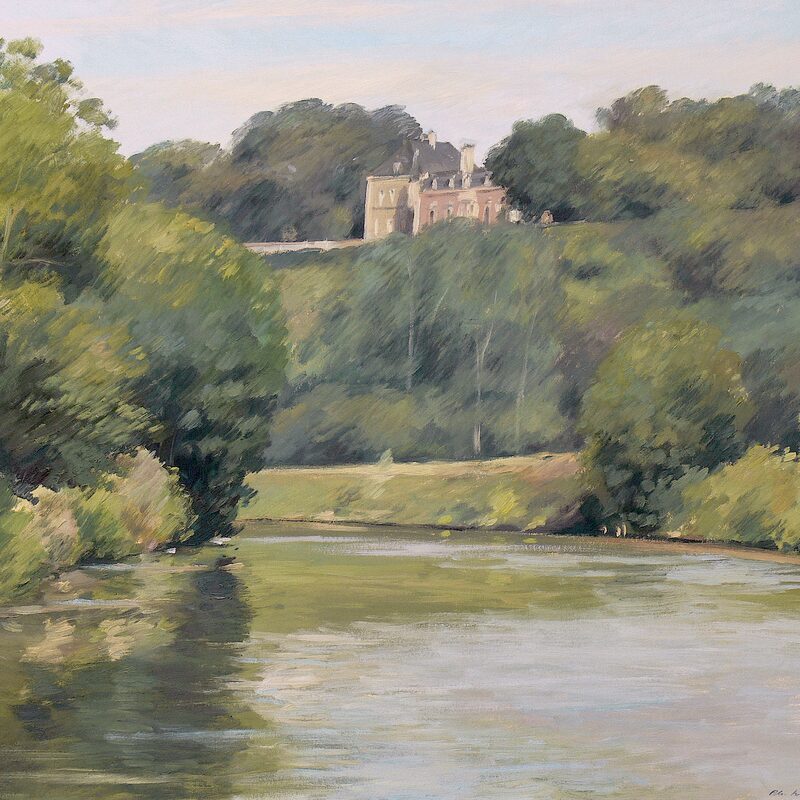 flusslandschaft bei auzay - vendée 1998, 57 x 66 cm, öl auf karton