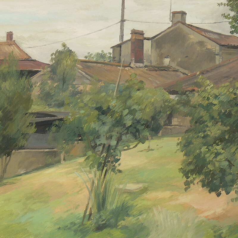 dorf - vendée 1998, 56,5 x 66,5 cm, öl auf karton