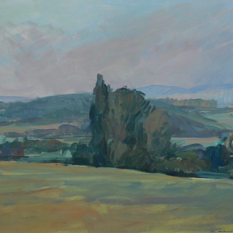 landschaft bei münschecker - kanton grevenmacher 1990, 39,5 x 46 cm, öl auf karton
