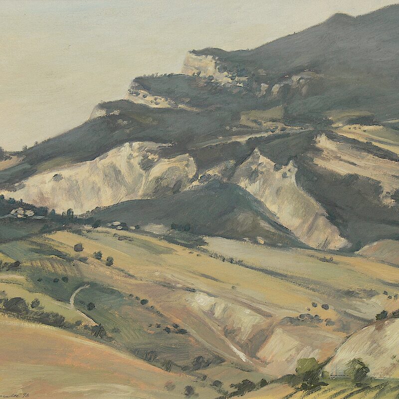 paysage près d'ascoli piceno - marches 1998, 40,5 x 48 cm, huile sur carton 