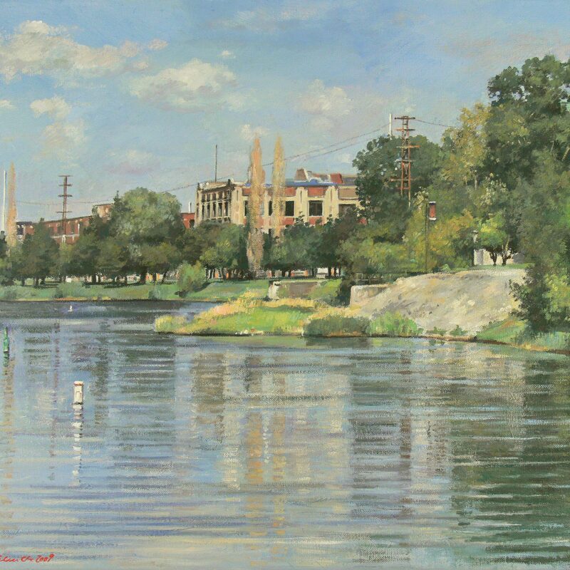 lachine canal nearby côte st.-paul, montreal - quebec 2009, 17,3" x 20,5", oil on canvas