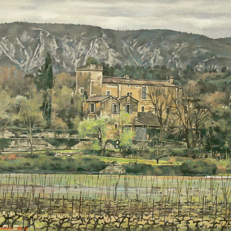 gut bei ménerbes - vaucluse 2016, 44 x 52 cm, öl auf leinwand