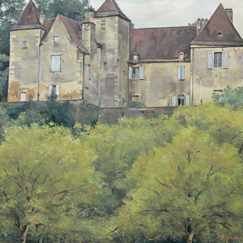 château de goudou près d'allas-les-mines - dordogne 2001, 52 x 59 cm, huile sur cotton
