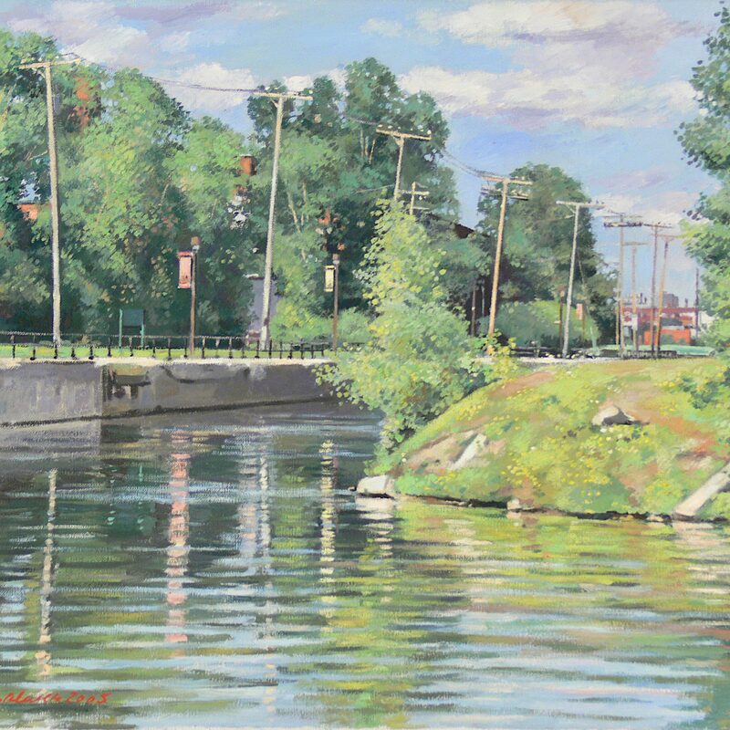 lachine canal nearby atwater market, montreal - quebec 2005, 16,9" x 20,5", oil on canvas