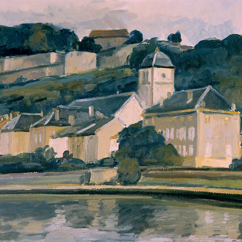 sierck-les-bains - moselle 1990, 47 x 56 cm, öl auf karton