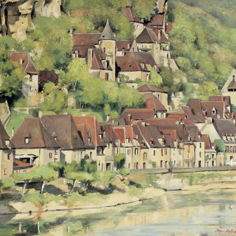 la-roque-gageac - dordogne 2001, 43 x 52 cm, öl auf baumwolle