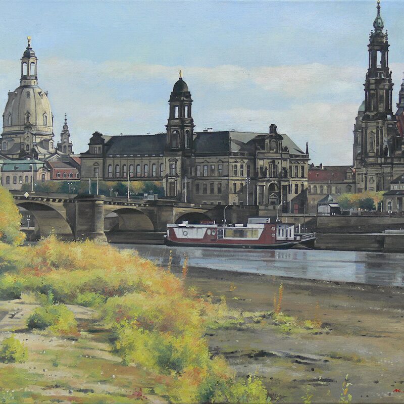 vieille ville de dresde - saxe 2013, 60 x 73 cm, huile sur toile
