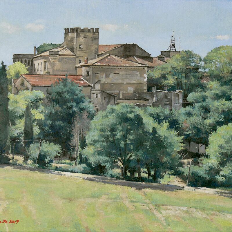 château de  murs - vaucluse 2019, 36 x 44 cm, huile sur toile