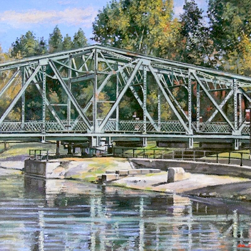 lachine canal nearby atwater market, montreal - quebec 2009, 14,2" x 17,3", oil on canvas