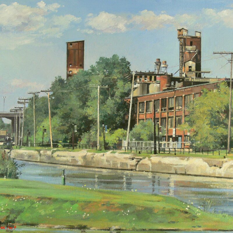 lachine canal nearby côte st.-paul, montreal - quebec 2009, 14,2" x 17,3", oil on canvas
