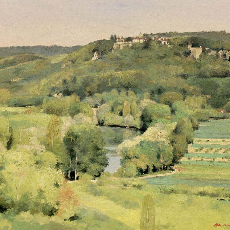 landschaft bei domme - dordogne 2001, 43 x 52 cm, öl auf baumwolle