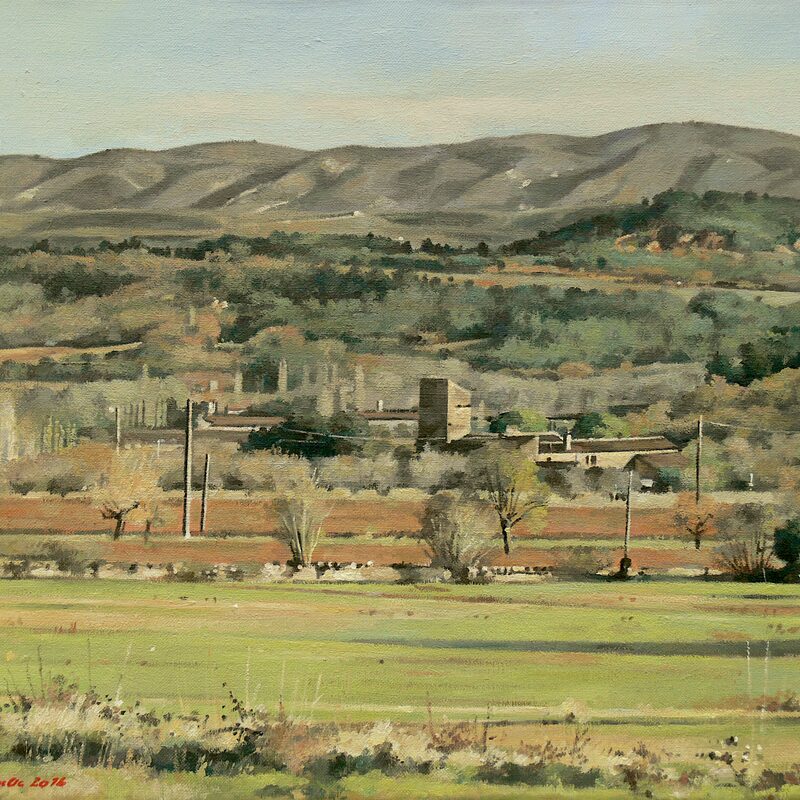 landschaft bei gordes - vaucluse 2016, 36 x 44 cm, öl auf leinwand