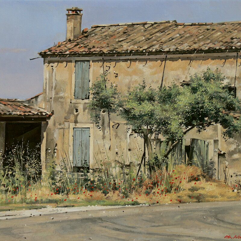 altes fährhaus, durance - vaucluse 2018, 36 x 44 cm, öl auf leinwand