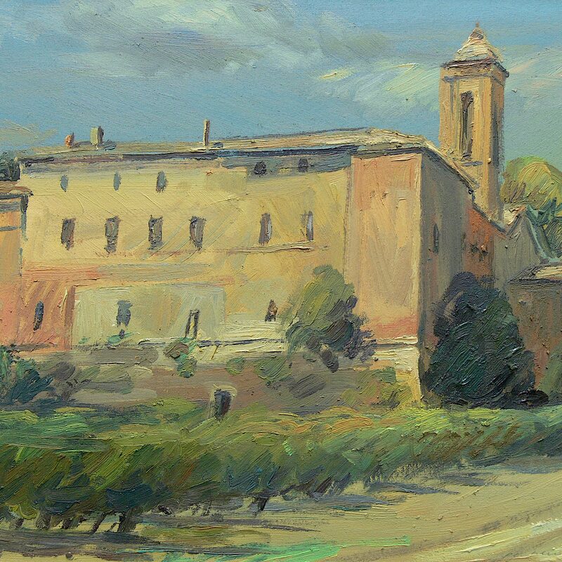 pieve di sant'innocenza piana - toscane 1994, 38 x 46 cm, huile sur carton