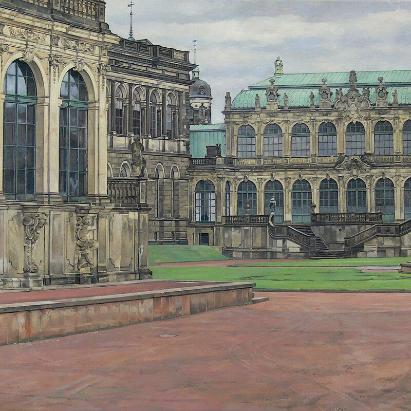 galérie -de-semper et pavillon-allemand palais-zwinger, dresde - saxe 2013, 90 x 110 cm, huile sur toile
