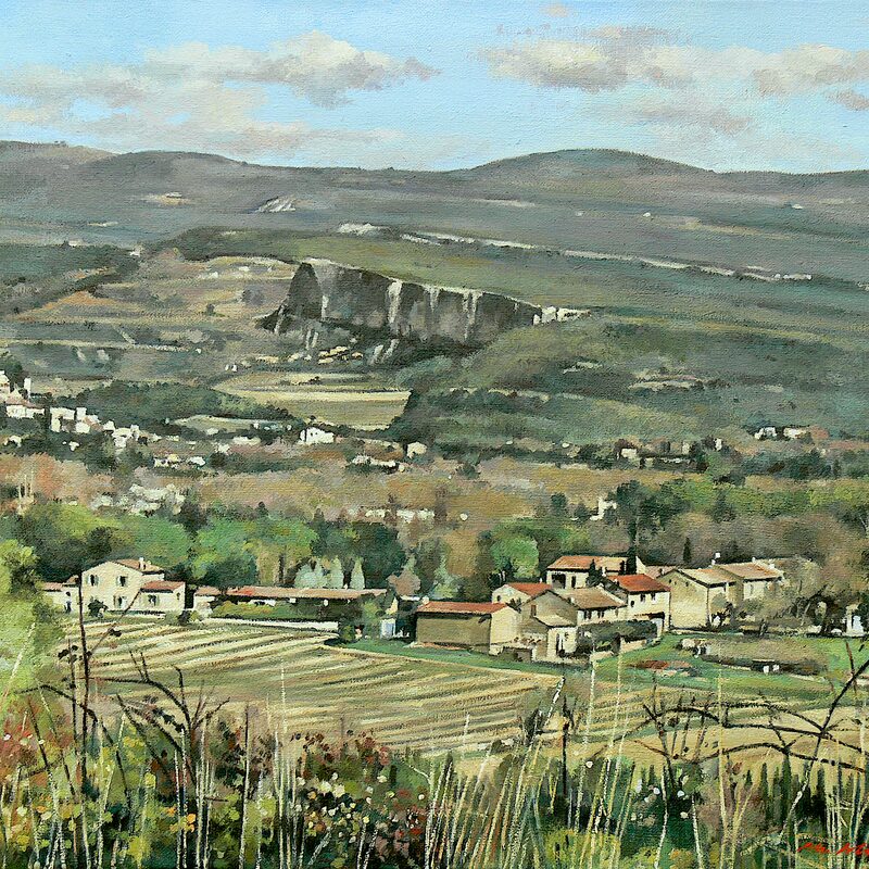 landschaft bei gordes - vaucluse 2017, 36 x 44 cm, öl auf leinwand