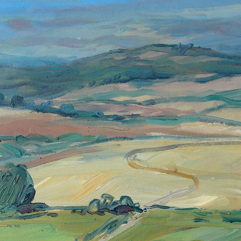 paysage près d'orvieto - ombrie 1992, 36 x 45 cm, huile sur carton