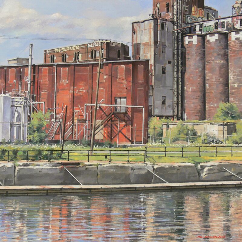 lachine canal nearby côte st.-paul montreal - quebec 2005, 31,5" x 35,4", oil on canvas